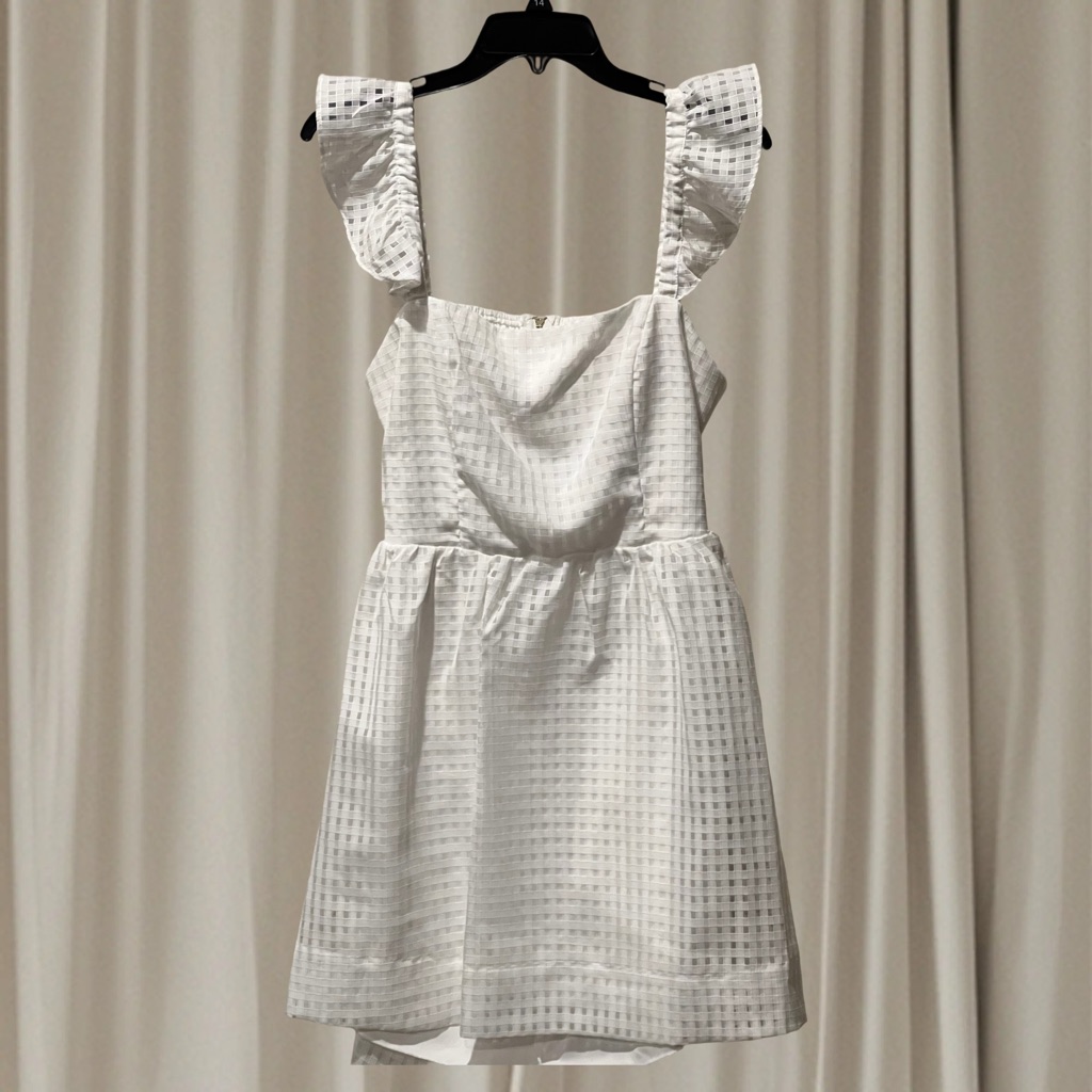 White Ruffle-Strap Mini Dress
